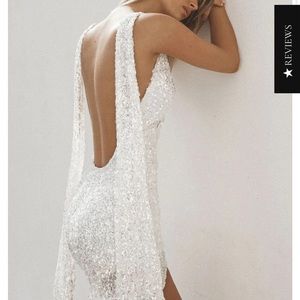 Sequins White Mini Dress